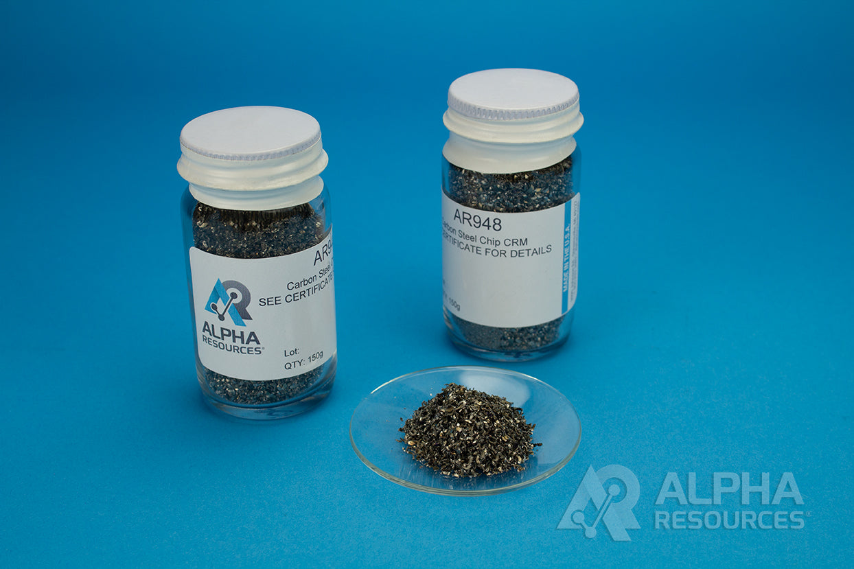Carbon, Sulfur and Nitrogen Steel Chip CRM (C= 0.490% S= 0.0761% N= 0.0099%) - Alpha Resources part AR948