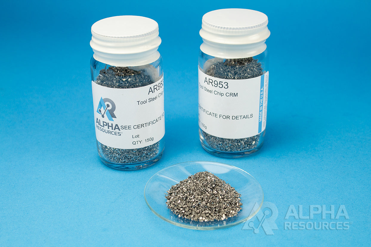 Carbon, Sulfur and Nitrogen Steel Chip CRM (C= 0.897%, N= 0.0048%) - Alpha Resources part AR953 (replaces ELTRA 92400-3070 P92400-3070)