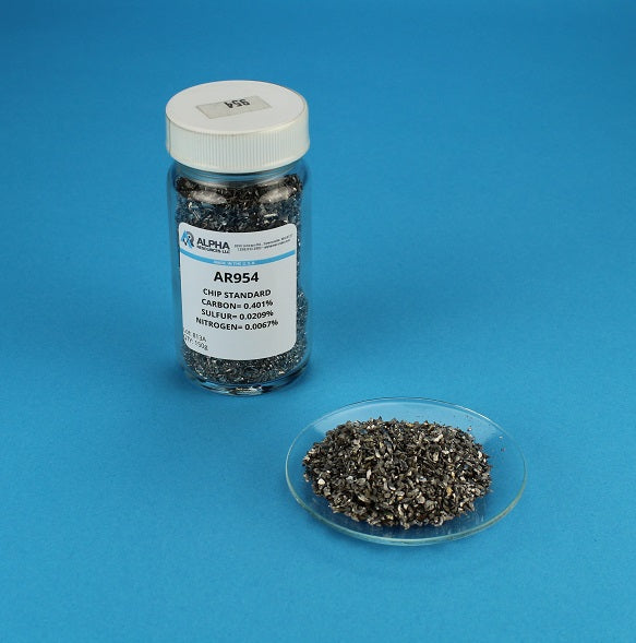 Carbon, Sulfur and Nitrogen Steel Chip CRM (C= 0.417%, S= 0.027%, N= 0.0083%) - Alpha Resources part AR954