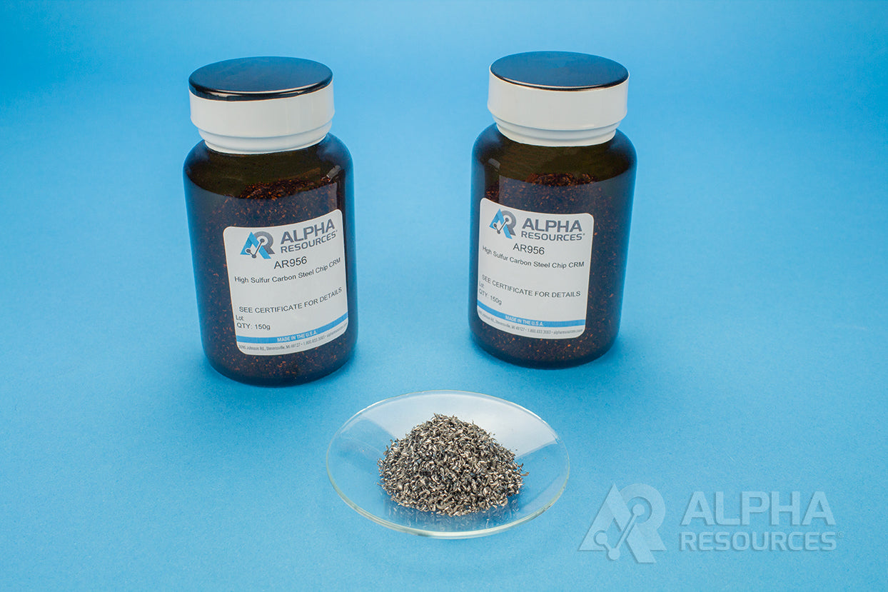 Carbon, Sulfur and Nitrogen Steel Chip CRM (C= 0.455%, S= 0.274%, N= 0.0061%) - Alpha Resources part AR956 (replaces ELTRA P92400-4020)