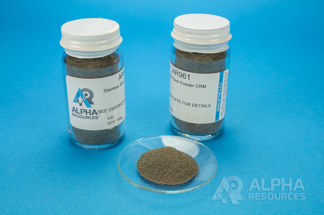 Carbon, Sulfur and Nitrogen Powdered Metal CRM (C= 0.0198%, S= 0.0174%, N= 0.0462%) - Alpha Resources part AR961