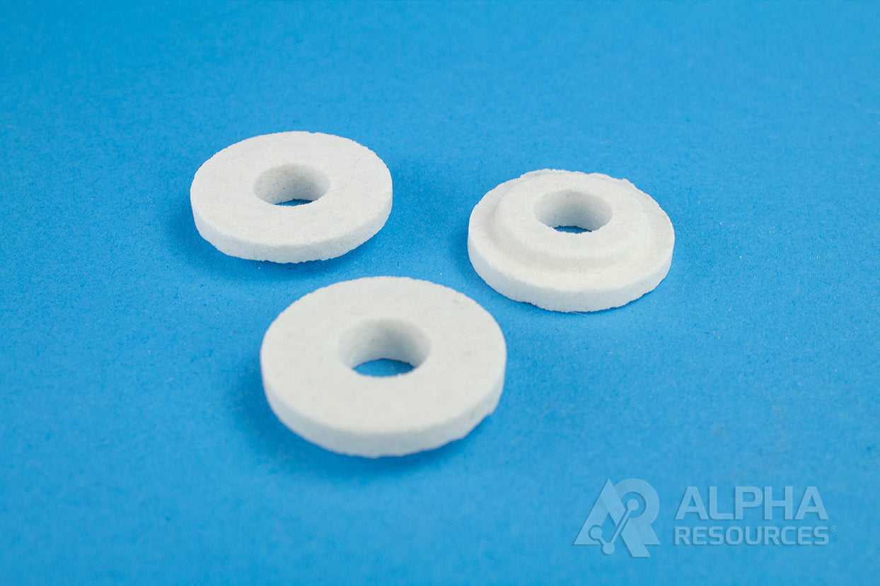 Ceramic Crucible Cover, 10mm Hole - Alpha Resources part AR9880S (replaces ELTRA 88600-0014)