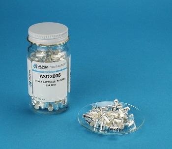 Pressed Silver Capsule (H= 8mm, D=5mm) - Alpha Resources part ASD2008 (replaces Elementar 200014521)