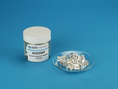 Pressed Silver Capsule (H= 8mm, D=5mm) - Alpha Resources part ASD2009 (replaces Costech 041067)