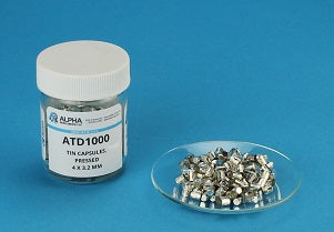 Pressed Tin Capsule (H=4mm, D=3.2mm WGT=8mg) - Alpha Resources part ATD1000 (replaces LECO 502-227)