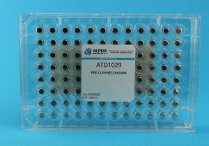 Ultra Clean Pressed Tin Capsules (H=8mm, D=5mm) - Alpha Resources part ATD1029 (replaces PerkinElmer N241-1255)