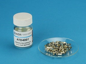 Smooth Wall Tin Capsules (H=6mm, D=3mm) - Alpha Resources part ATD4001 (replaces Thermo Fisher Scientific 24008810)