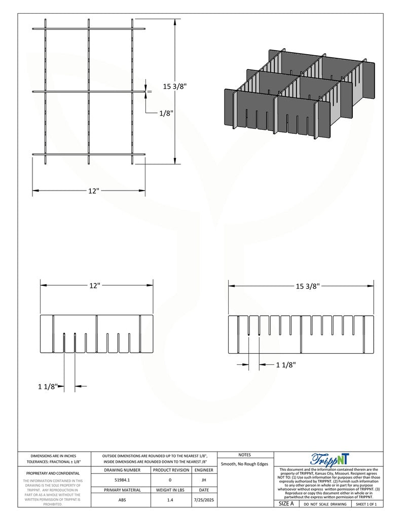 TrippNT 51984 Adjustable Element Drawer Divider Assembly View