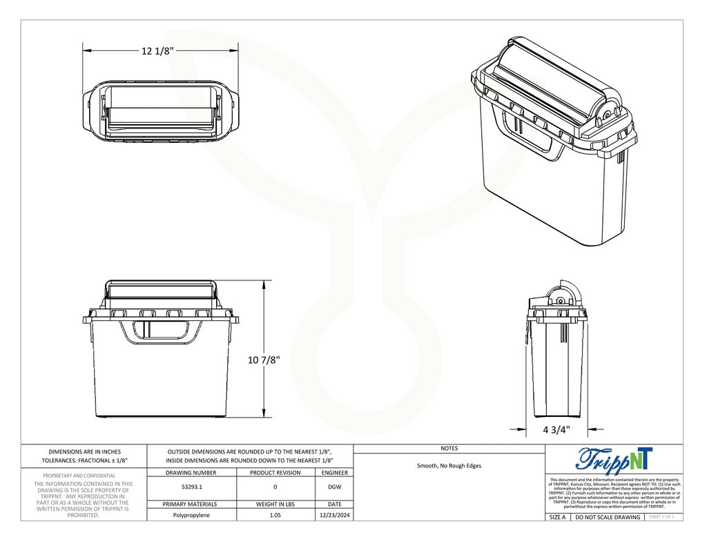 BD Sharps Container 5.4 Quart Profile Dimensions View