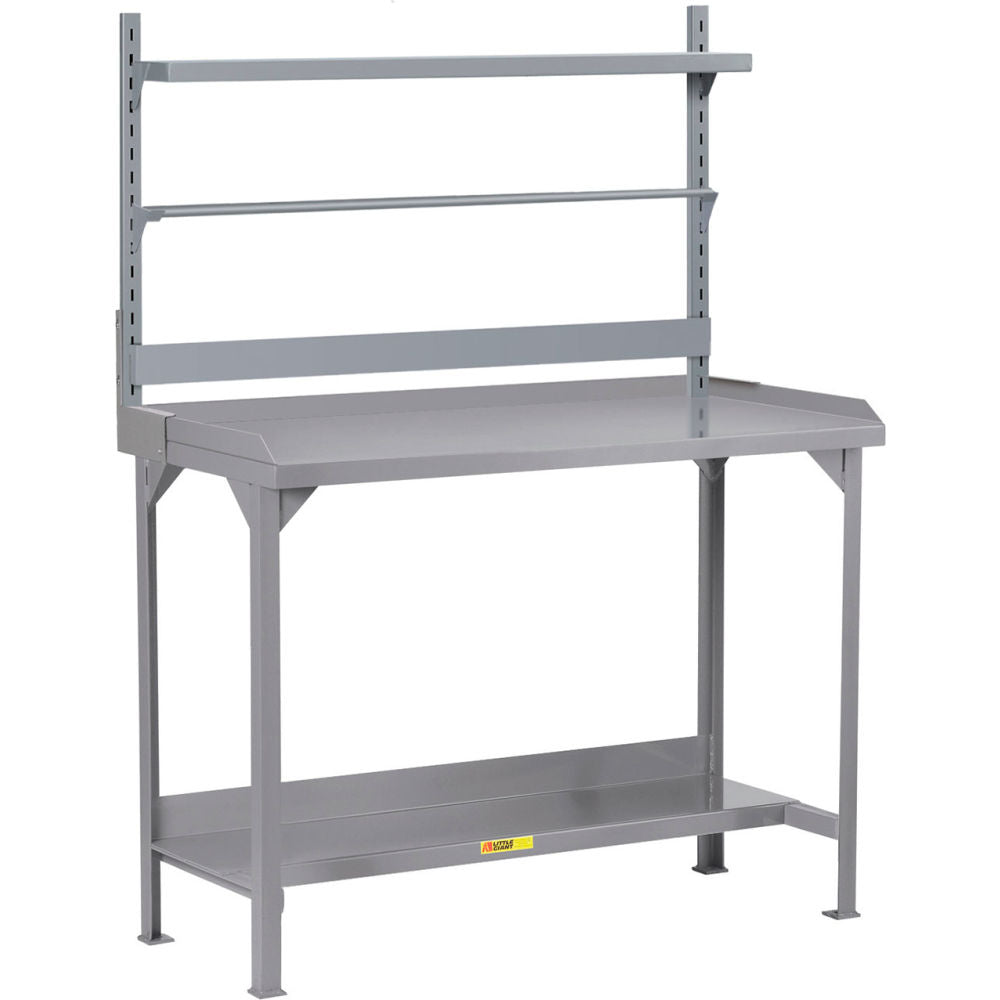 Little Giant HD Packaging Table w/Retaining Lips, Roll Goods Holder & Lower Shelf,48"W x 24"D