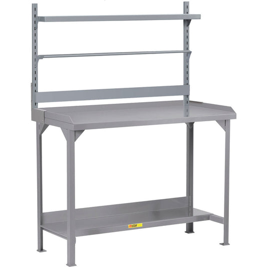 Little Giant HD Packaging Table w/Retaining Lips, Roll Goods Holder & Lower Shelf,48"W x 24"D