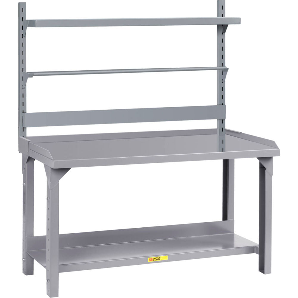 Little Giant Heavy-Duty Adj. Height Packaging Table w/Retaining Lips, Lower Shelf, 48"W x 24"D