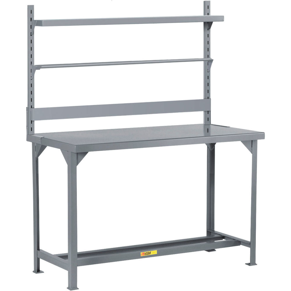 Little Giant HD Packaging Table w/ Bin Rail, Roll Goods Holder, Open Base, Shelf, 48"W x 24"D