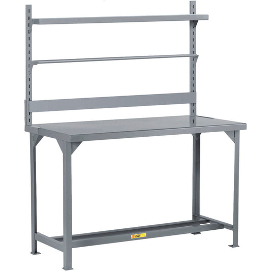 Little Giant HD Packaging Table w/ Bin Rail, Roll Goods Holder, Open Base, Shelf, 48"W x 24"D