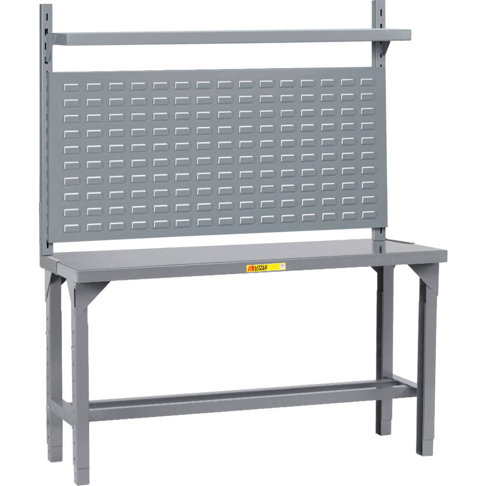 Little Giant WST1 adjustable-height packaging table with louvered panel and shelf