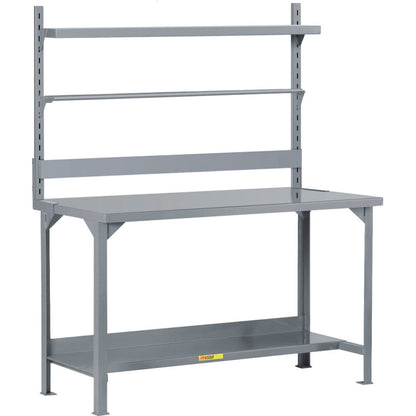 Little Giant HD Packaging Table with Bin Rail, Roll Goods Holder, Lower Shelf, 48"W x 24"D