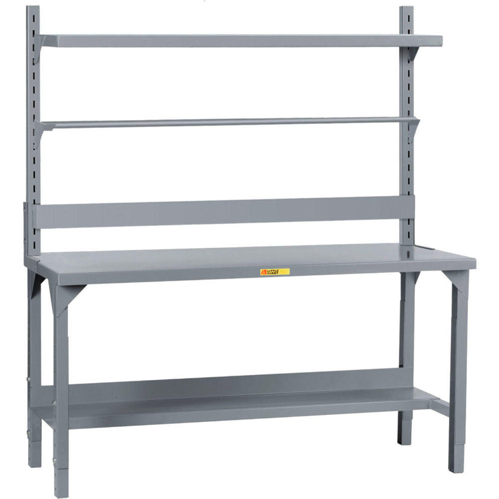 Little Giant HD Adj. Height Packaging Table w/Bin Rail,Roll Goods Holder,Lower Shelf,48"Wx24"D