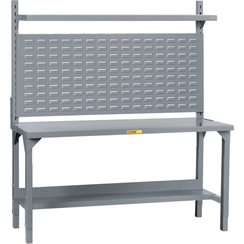 Little Giant Heavy-Duty Adj. Height Packaging Table w/Louvered Panel, Lower Shelf,48"W x 24"D
