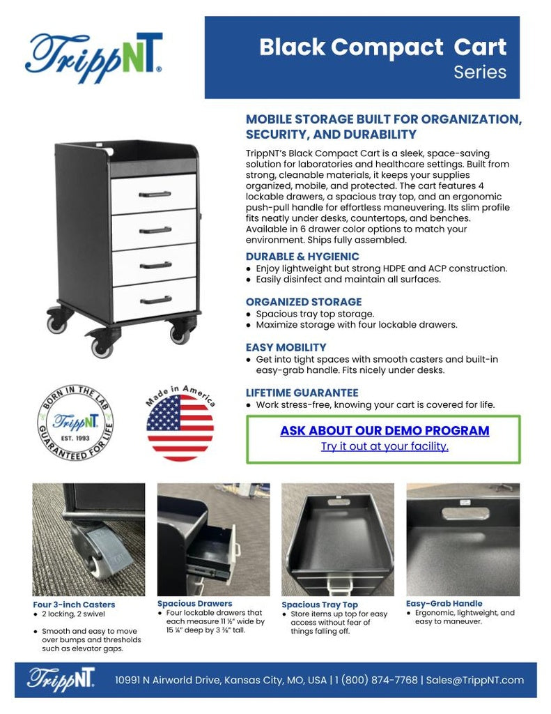 TrippNT 53436 Black Compact Cart Black - Sales Sheet Front