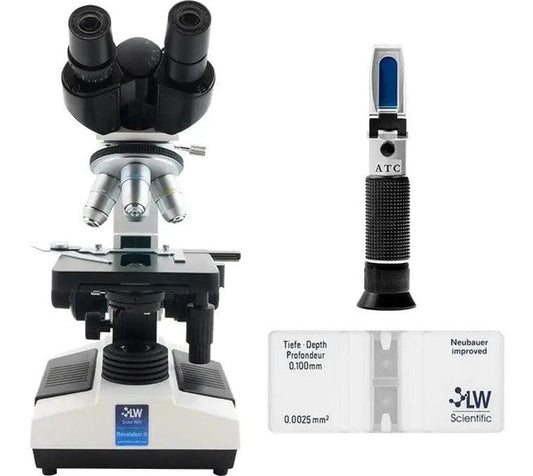 LW Scientific Brewery Lab Kit — Revelation III Binocular Microscope, Hemacytometer, and Refractometer for brewery quality control