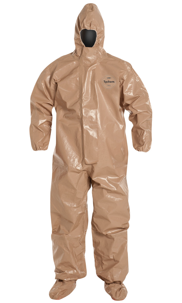 DuPont™ Tychem® 5000 C3128T-TN Hooded Coverall with Attached Socks — Case of 6