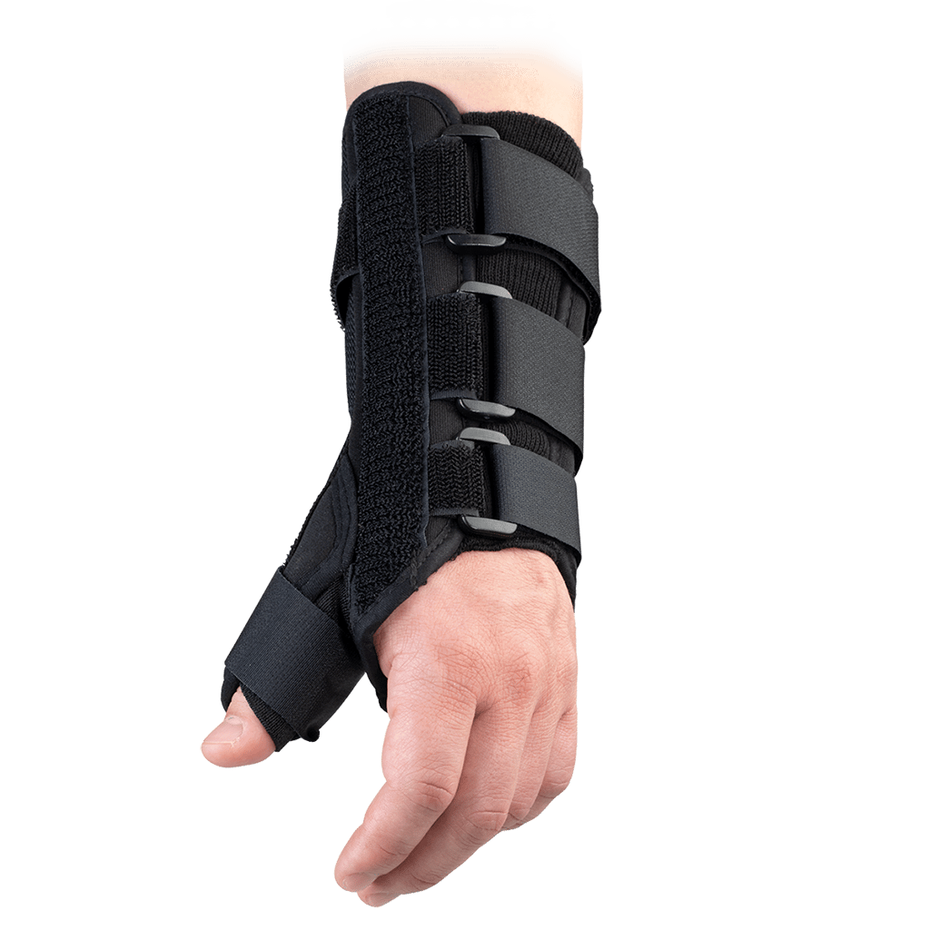Breg Classic Wrist Brace with Thumb Spica Aluminum / Foam / Nylon / Polyester Right Hand Black