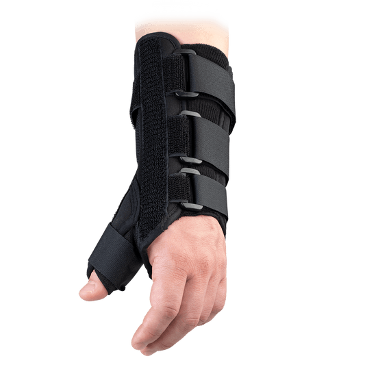 Breg Classic Wrist Brace with Thumb Spica Aluminum / Foam / Nylon / Polyester Right Hand Black