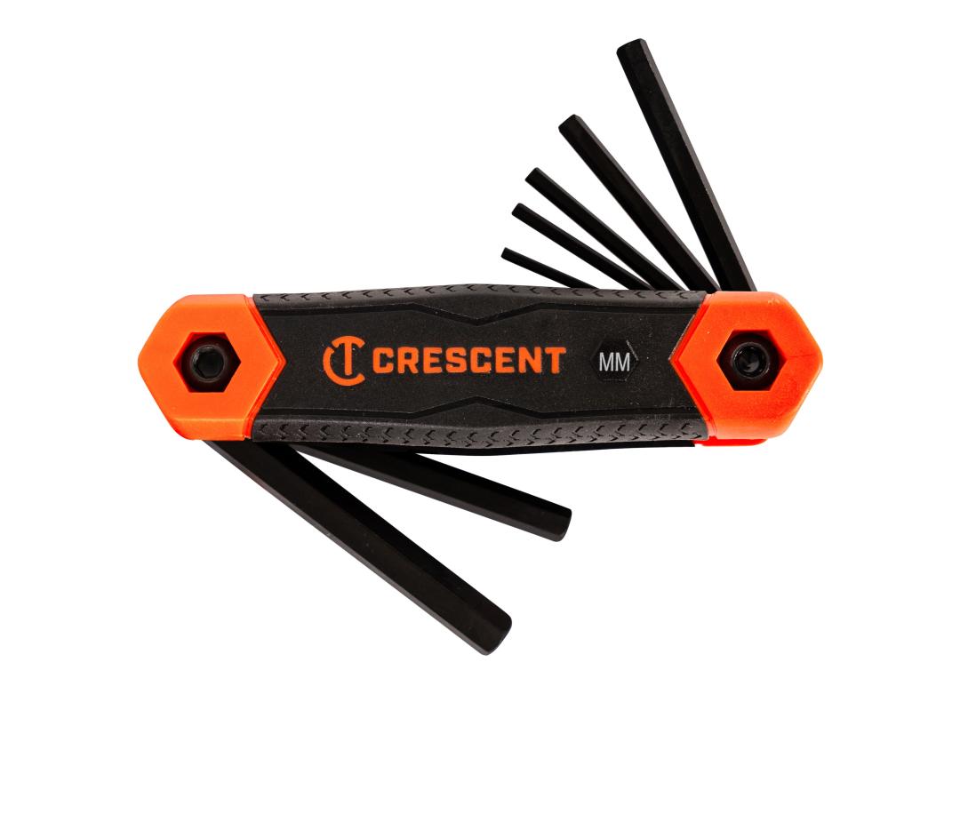 Crescent 8 Piece Folding Metric Hex Dual Material Key Set CHKFM8