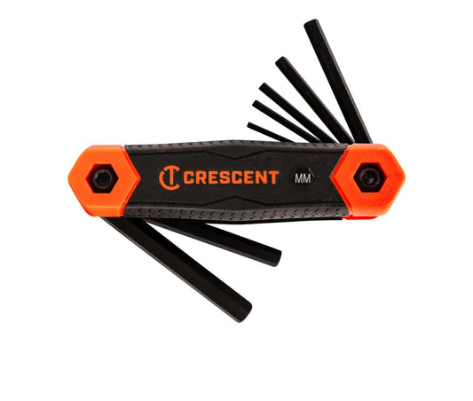 Crescent 8 Piece Folding Metric Hex Dual Material Key Set CHKFM8