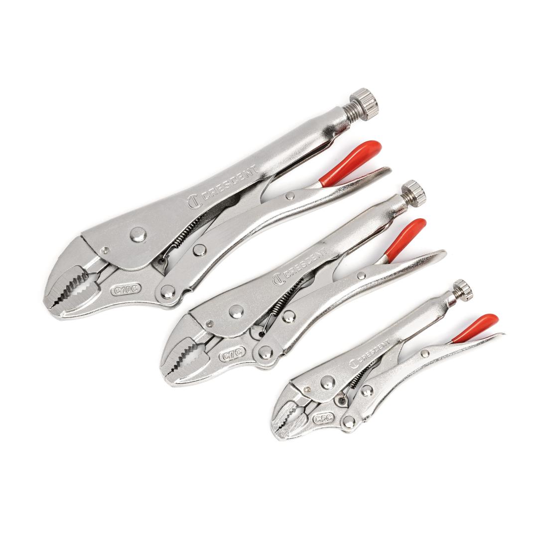 Crescent 3 Piece Curved Jaw Locking Pliers with Wire Cutter Set CLP3SETN-08