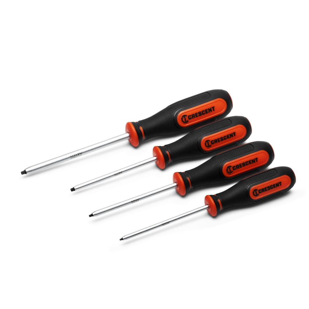 Crescent 4 Piece Square Dual Material Screwdriver Set CSQSET4PC