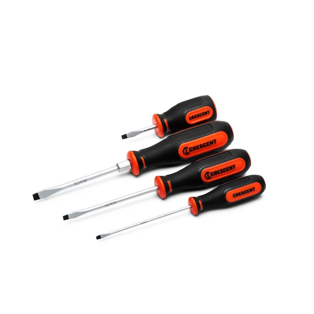 Crescent 4 Piece Slotted Dual Material Screwdriver Set CSSET4PC