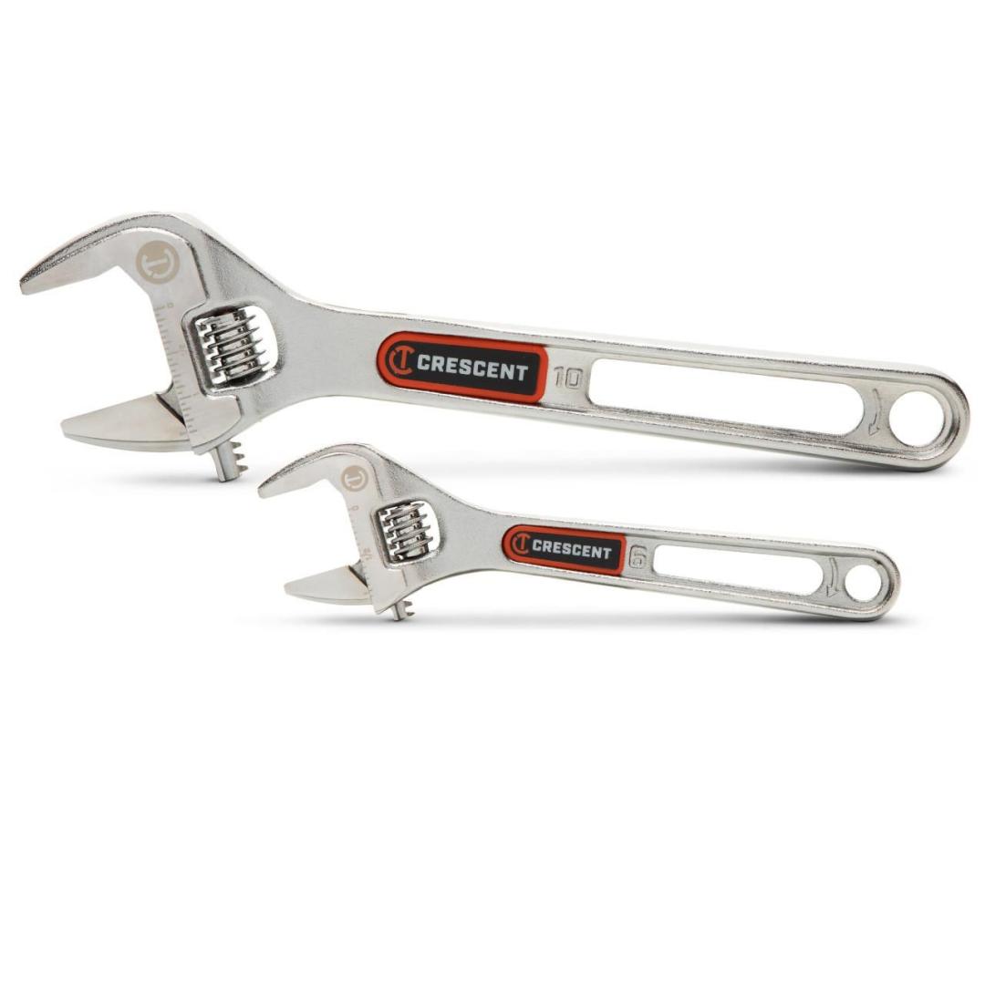 Crescent 2 Piece 6" & 10" Chrome Quick-Fit-Jaw Adjustable Wrench Set AC3610VS