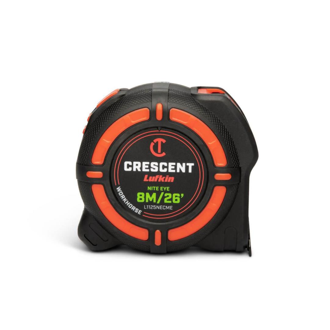 Crescent 1-1/4" x 8 M/26' WORKHORSE NITE EYE™ Tape Measure L1125NECME