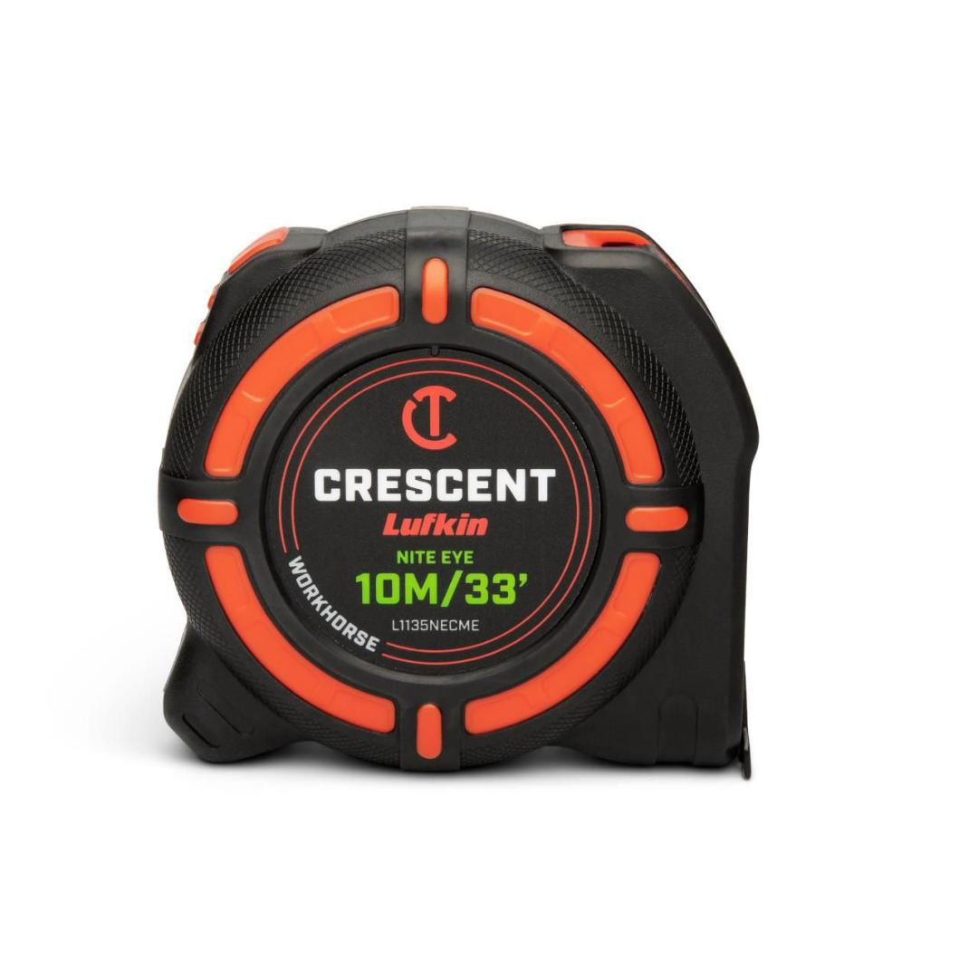 Crescent 1-1/4" x 10 M/33' WORKHORSE NITE EYE™ Tape Measure L1135NECME
