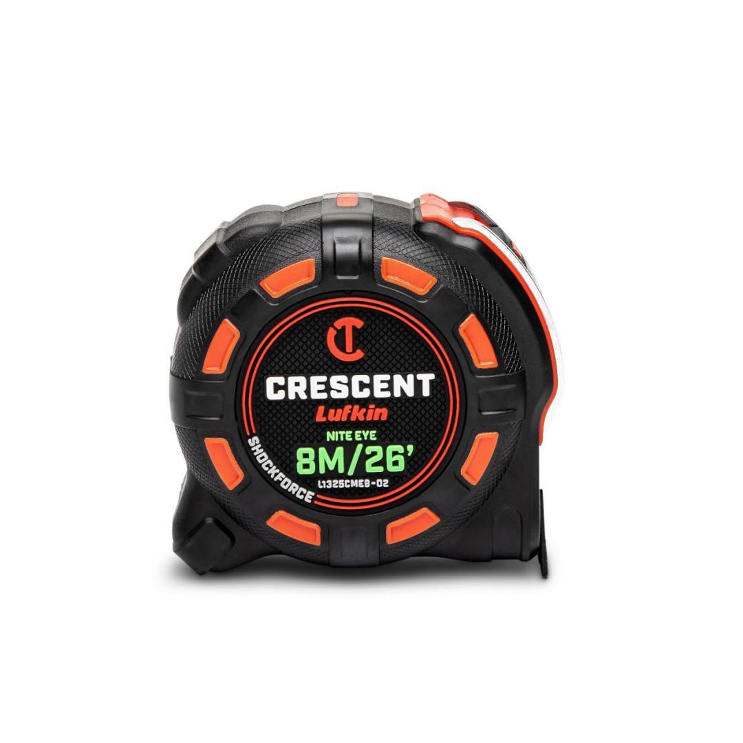 Crescent 1-1/4" x 8 M/26' SHOCKFORCE NITE EYE™ Tape Measure L1325CMEB-02