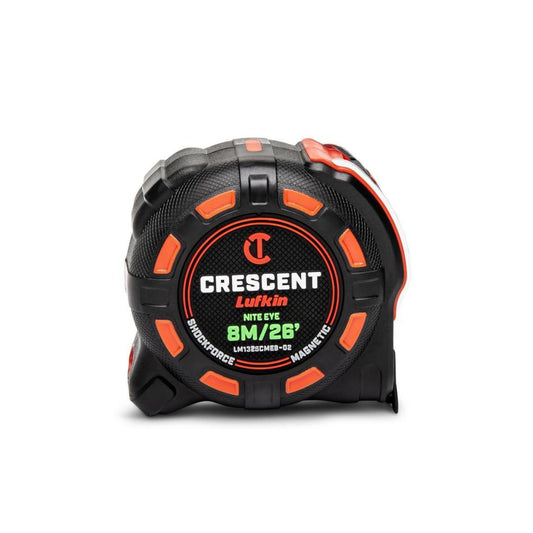 Crescent 1-1/4" x 8 M/26' SHOCKFORCE NITE EYE™ Magnetic Tape Measure LM1325CMEB-02