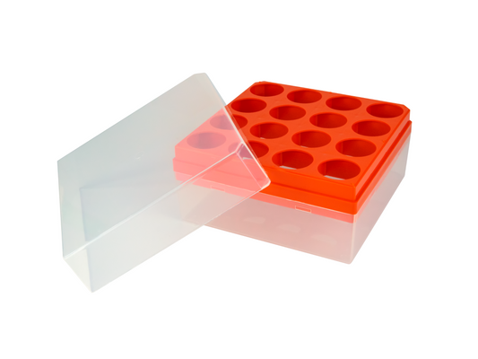 Caplugs® Evergreen 240-6630-E3D — Centrifuge Tube Storage Boxes for 30 mL Centrifuge Tubes, 16 Positions, Non-Ster