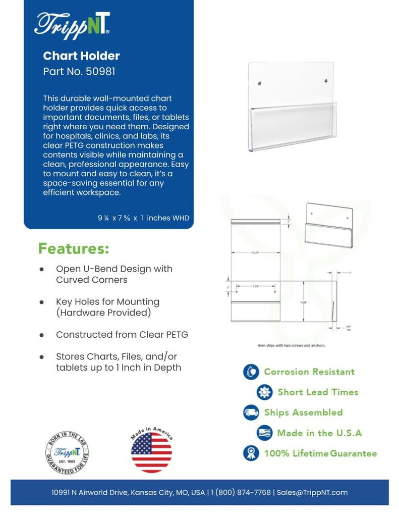 TrippNT 50981 — laboratory in-use view at SOP staging station showing chart holder with procedure document