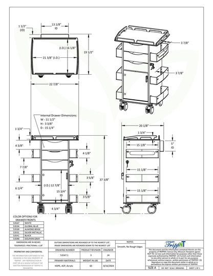 TrippNT 53530 Core DX Almond Beige Hinged Door Railtop Angle View Side Shelves