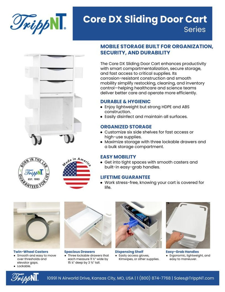 TrippNT 53370 Core DX Sliding Door Cart - Hospital Corridor Supply Cart Lifestyle Shot