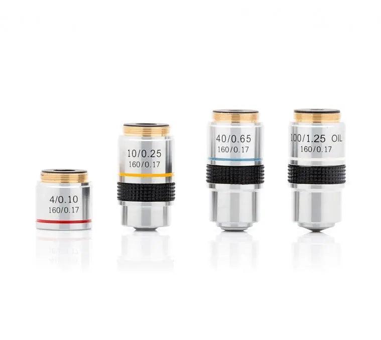 LW Scientific R3O-SET7-DA77 DIN Achromatic Objective Set, 4x/10x/40x/100x