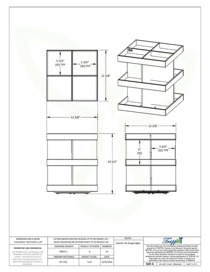 TrippNT 50015 Rotating Triple Shelf Organizer - Engineering Drawing Rev 6