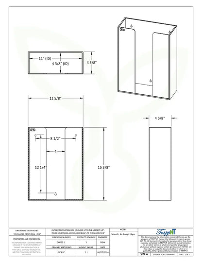 TrippNT 50023 Triple Glove Box Holder - Engineering Drawing Rev 5 with Dimensions