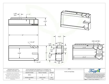 TrippNT 50039 pH Meter Workstation - Engineering Drawing Rev 4 with Full Dimensions