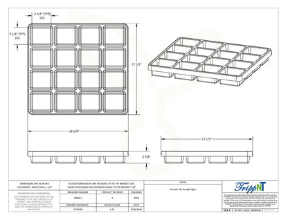 TrippNT 50060 16 Compartment Drawer Organizer Engineering Drawing Dimensions