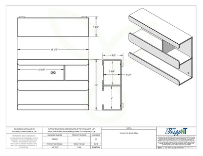 TrippNT 50062 Wide Glove and Kimwipe Holder - Engineering Drawing Rev 6 with Dimensions