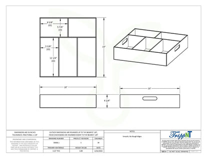 TrippNT 50068 5 Compartment Deep Drawer Organizer Engineering Drawing Dimensions