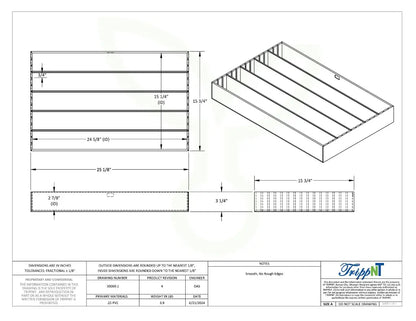TrippNT 50069 Pipette Drawer Organizer - Engineering Drawing Rev 4 with Full Dimensions