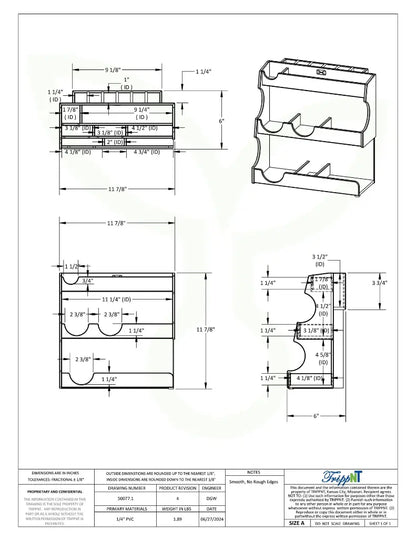 TrippNT 50077 — engineering drawing with dimensional callouts (11.875 x 11.875 x 6 inches WHD)